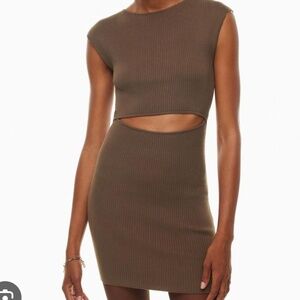 Aritzia Women's Khaki and Green Dress